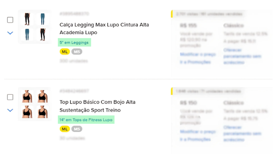 Resultado Case Mercado Livre Nicho Moda Fitness Top 15 no Mercado Livre